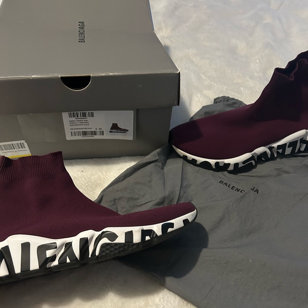 Balenciaga speed sneaker with graffiti sole
